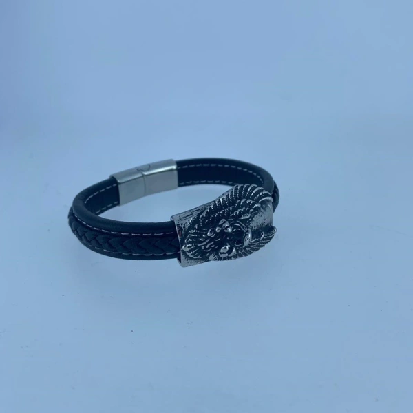 Özel Tasarım Kartal Deri Çelik Modern Bileklik