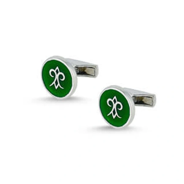 Yeşil Mineli Kral Mührü Kol Düğmesi