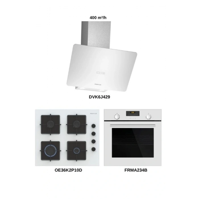 Profilo Beyaz Cam Ankastre Set (FRMA234B - DVK6J429 - OE36K2P10D)