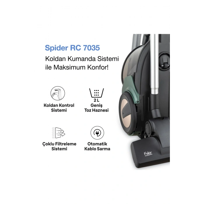 Fakir Spider RC7035 Toz Torbasız Süpürge - Matte Green