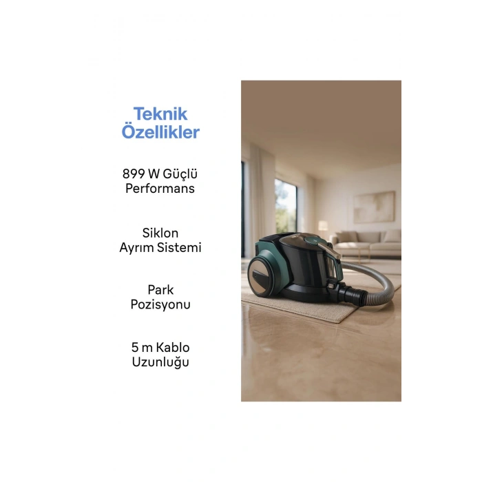 Fakir Spider RC7035 Toz Torbasız Süpürge - Matte Green