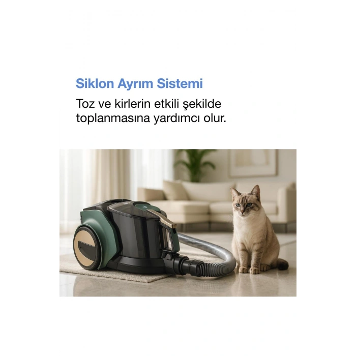 Fakir Spider RC7035 Toz Torbasız Süpürge - Matte Green