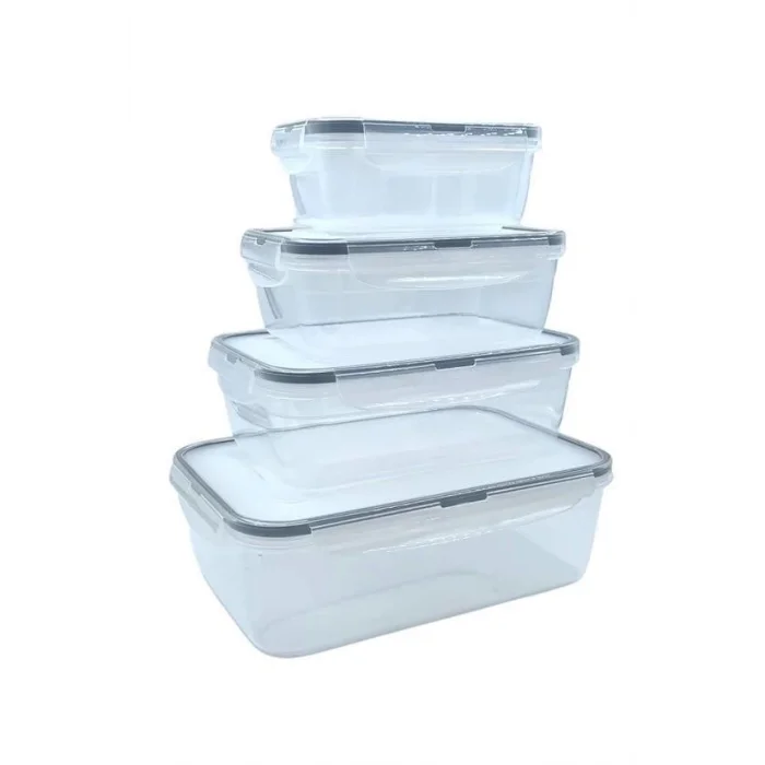BUFFER® 4lü İç İçe Sızdırmaz Contalı Kilitli Kapaklı Plastik Erzak Saklama Kapları LC315