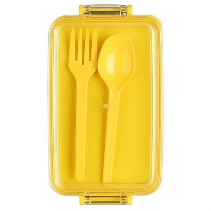 BUFFER® 2 Bölmeli Çok Amaçlı 900 ml Kapasiteli Çatal Kaşıklı Dayanıklı Beslenme Kabı Yiyecek Kutusu