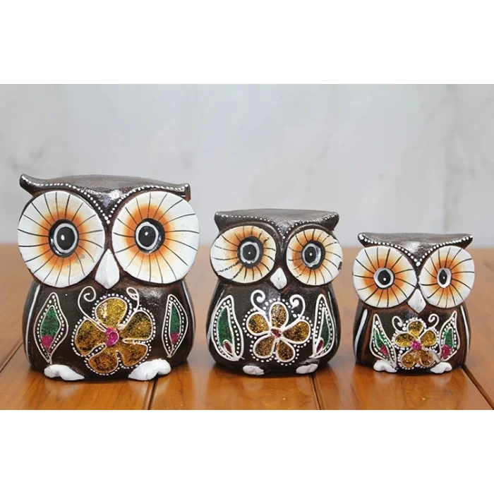 Ahşap 3lü Baykuş Seti Model 1