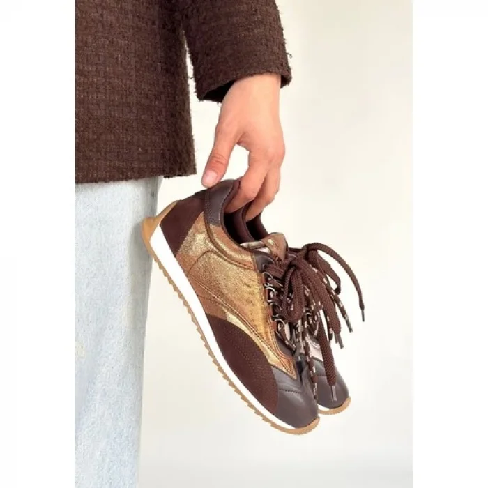 Alpaco Giyim Ranu Kahverengi Cilt Paraşüt Detaylı Bağcıklı Spor Ayakkabı