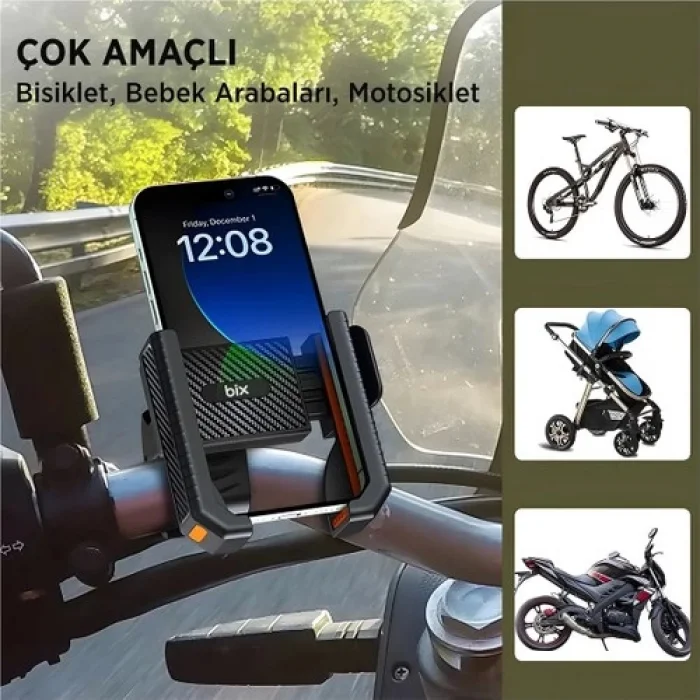 Gidon Bağlantılı Bisiklet Motosiklet Için Esnek Abs 4-7.8″ Inç Telefon Tutucu 360° Dönebilen Tasarım