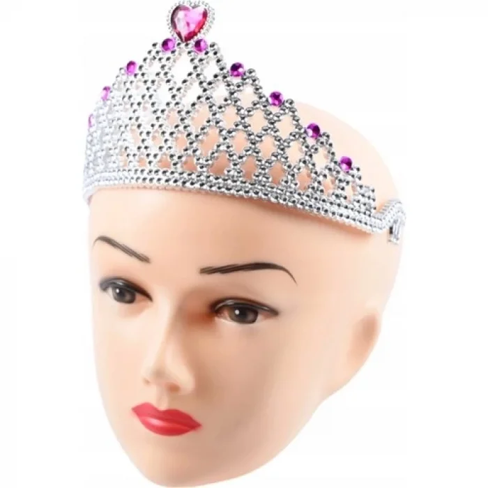 The Best Nzm Fuşya Kalpli Gümüş Renk Kraliçe Tacı Prenses Tacı