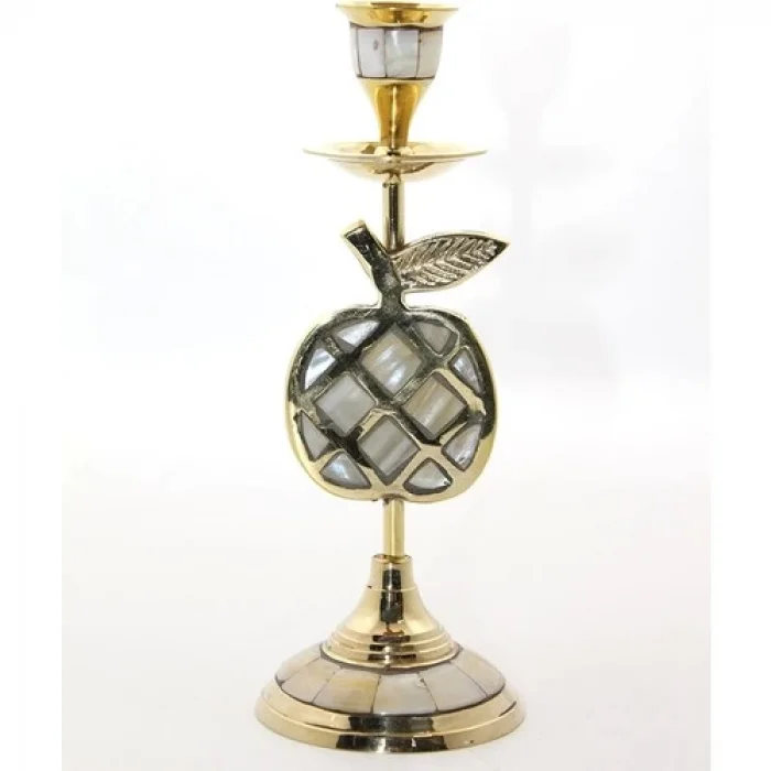 Pirinç Sedefli Tekli Şamdan 1636