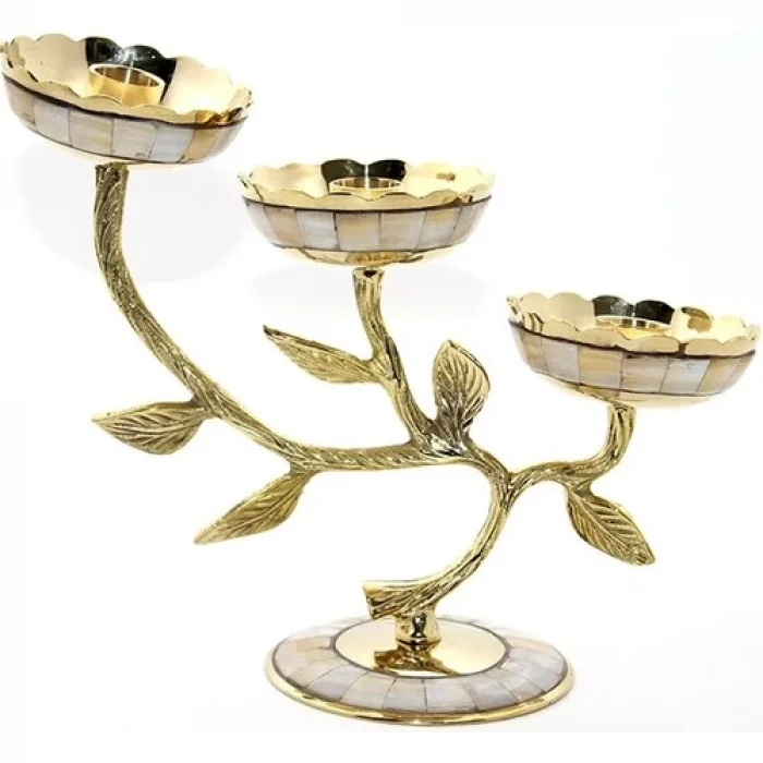 Pirinç Sedefli 3lü Şamdan 5935