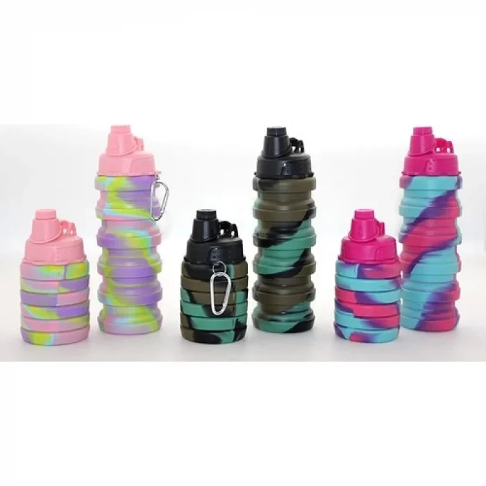 Katlanabilir Portatif Silikon Su Şişesi 500 ml ALK3141
