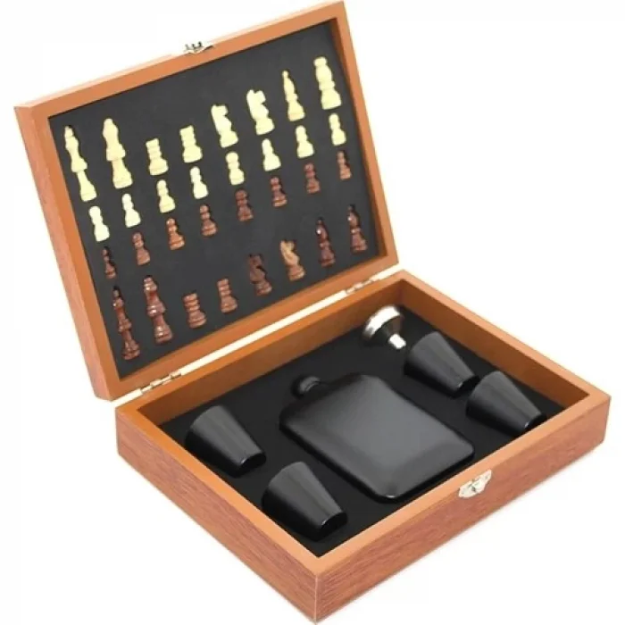 Ahşap Kutulu Satrançlı Matara Seti ALK2682