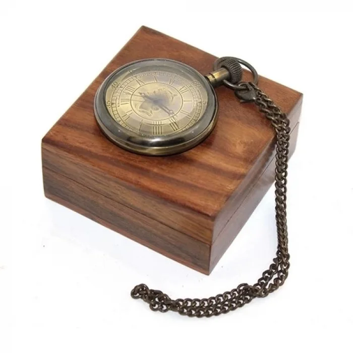 Ahşap Kutulu Pirinç Köstekli Saat 16154