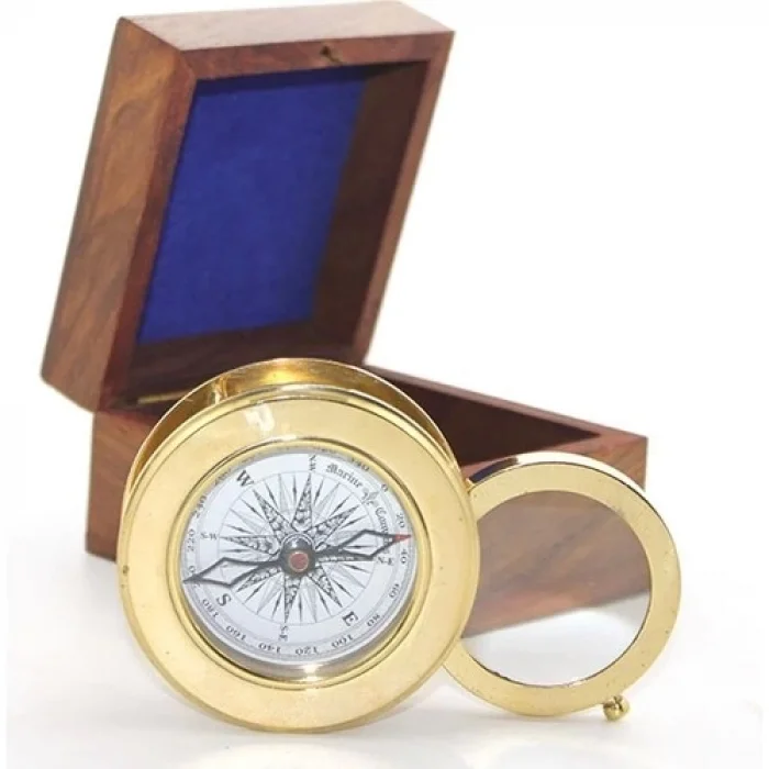 Ahşap Kutulu Pirinç Mercekli Pusula 16040