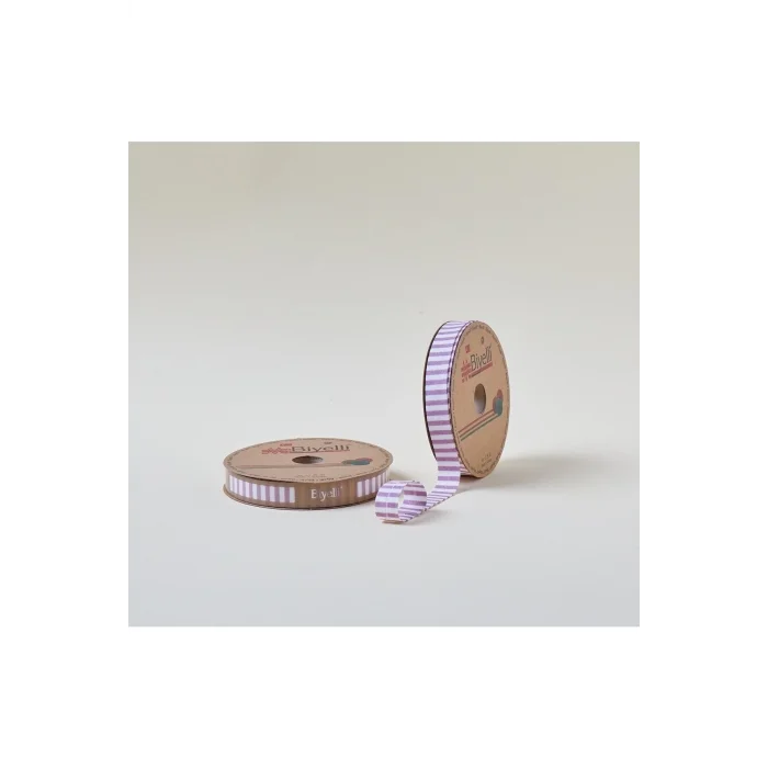 Biye Kalın Çizgili Katlı F07 Gül Kurusu 2 cm 25 Metre %65 Koton %35 Polyester