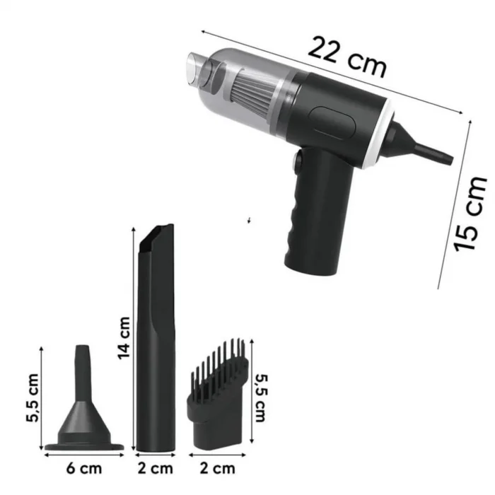 Buffer 3in1 Araç İçi Kablosuz Şarjlı Mini El Süpürgesi Vakum ve Üfleme