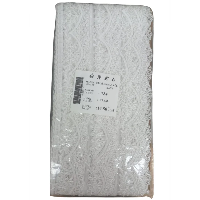 Dantel Polyester Sanal Tül Bant Krem 14,50 Metre En 3 cm ON-784-KR