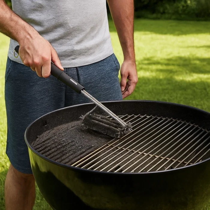 BUFFER® Mangal Izgara Temizleme Fırçası - Paslanmaz Çelik Telli, Uzun Saplı Grill Temizlik Aparatı Mangal Temizlik Fırçası