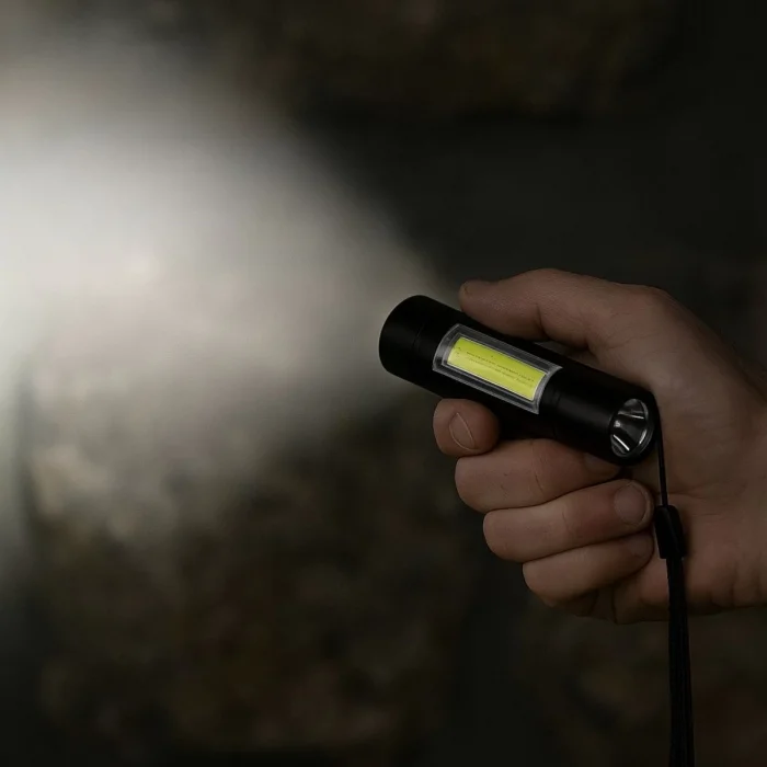 BUFFER® Kutulu Mini El Feneri - Taşınabilir LED Kamp ve Acil Durum El Lambası Plastik Gövde