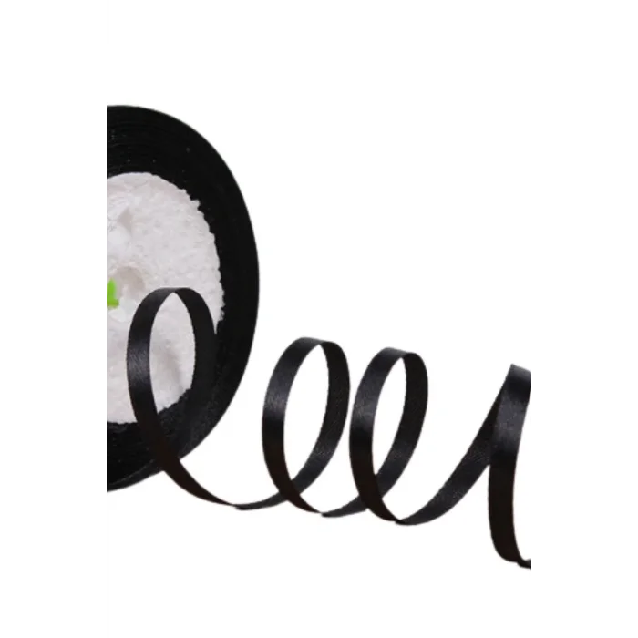 Saten Kurdele 3 mm Siyah 1 Metre