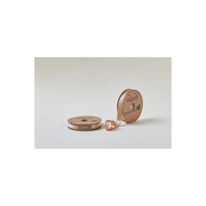 Biye Saten Katlı 080 Koyu Bej 2 cm 25 Metre %100 Polyester