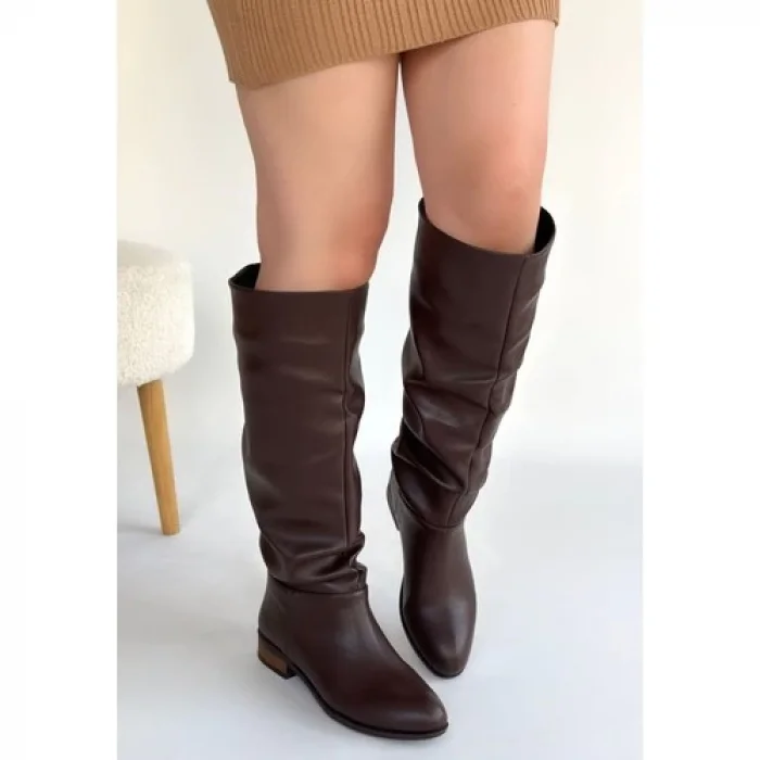 Winda Kahverengi Cilt Körüklü Çizme