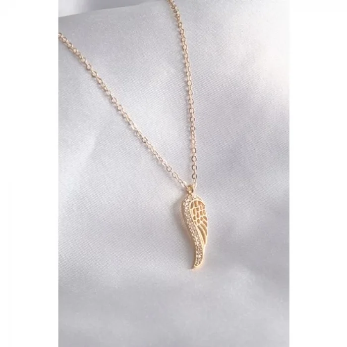 Colezium CLZ741 -  Gold Renk Kanat Figür Zirkon Taşlı Kadın Kolye