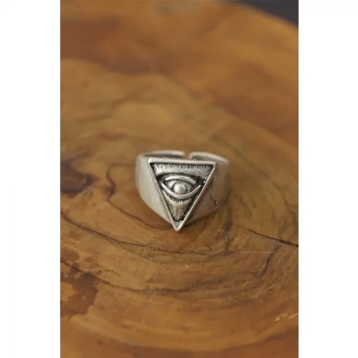 Karce Göz Detay Metal Ayarlanabilir Erkek Yüzük