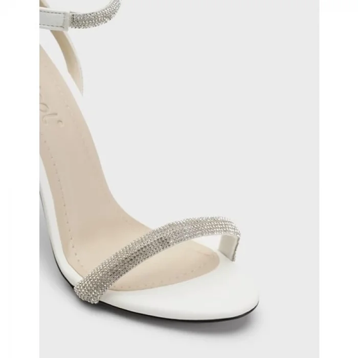 Ibera Tek Bantlı Parlak Taşlı Kadın Topuklu Ayakkabı - Ekru