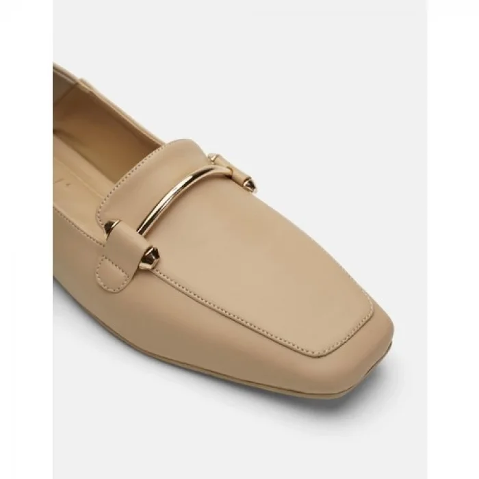 Miha Düz Deri Ithal Aksesuarlı Kadın Babet - Ten