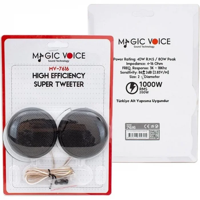 YNSS Magıcvoıce MV-7616 80W 40RMS Slim Kasa Oto Tweeter (4262)
