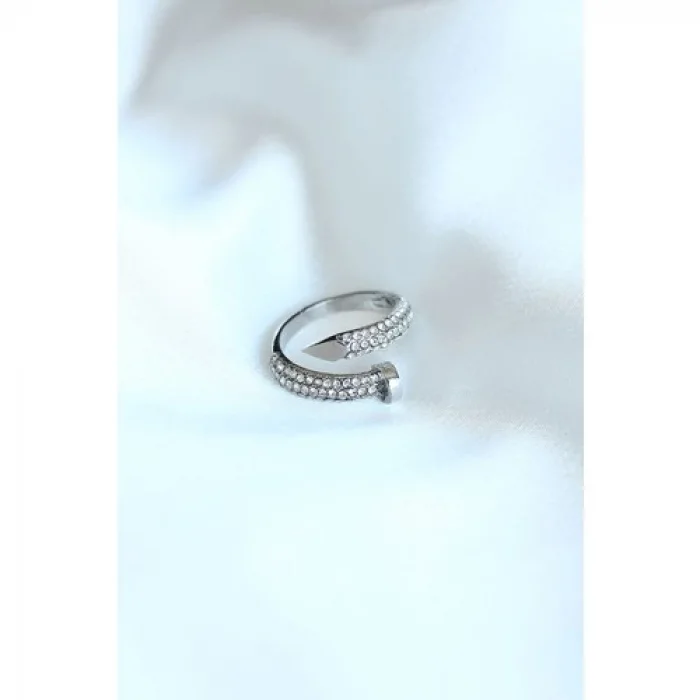 Colezium CLZ741 -  Çivi Model Gümüş Renk Zirkon Taşlı Yüzük