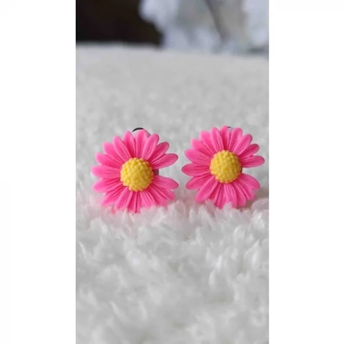 Miniistoree23 Takılabilir Klipsli Çocuk Küpesi Canlı Papatya