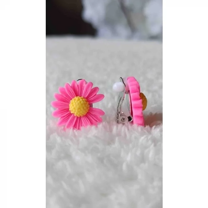 Miniistoree23 Takılabilir Klipsli Çocuk Küpesi Canlı Papatya