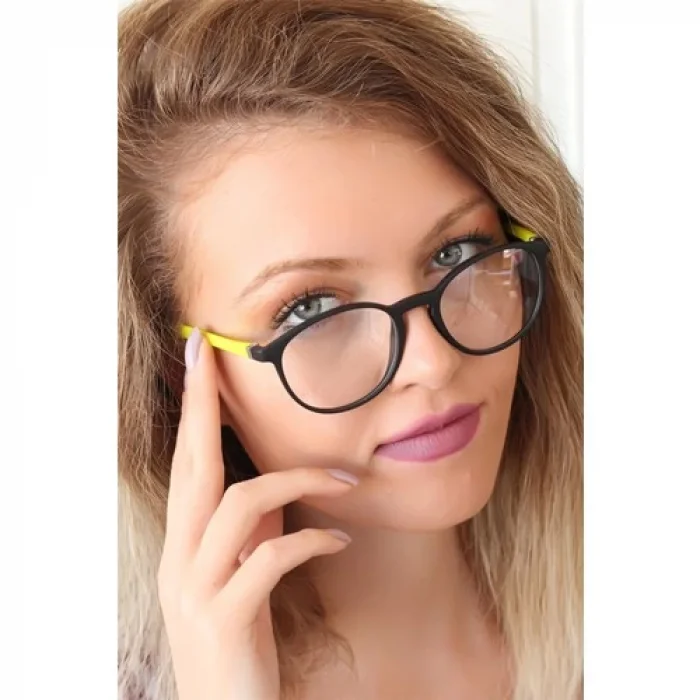 Karce CLZ943  Siyah Renk Oval Sarı Renk  Bayan Gözlük