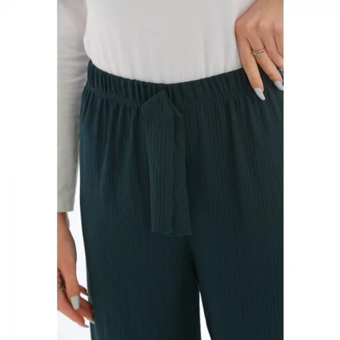 Arvin Pijama Kadın Beli Latikli Bol Paça Pantolon Oversize Yazlık