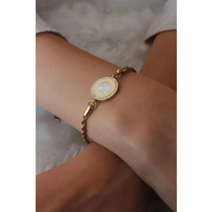 Colezium CLZ943  Çelik Gold Renk Zirkon Taşlı Kadın Bileklik