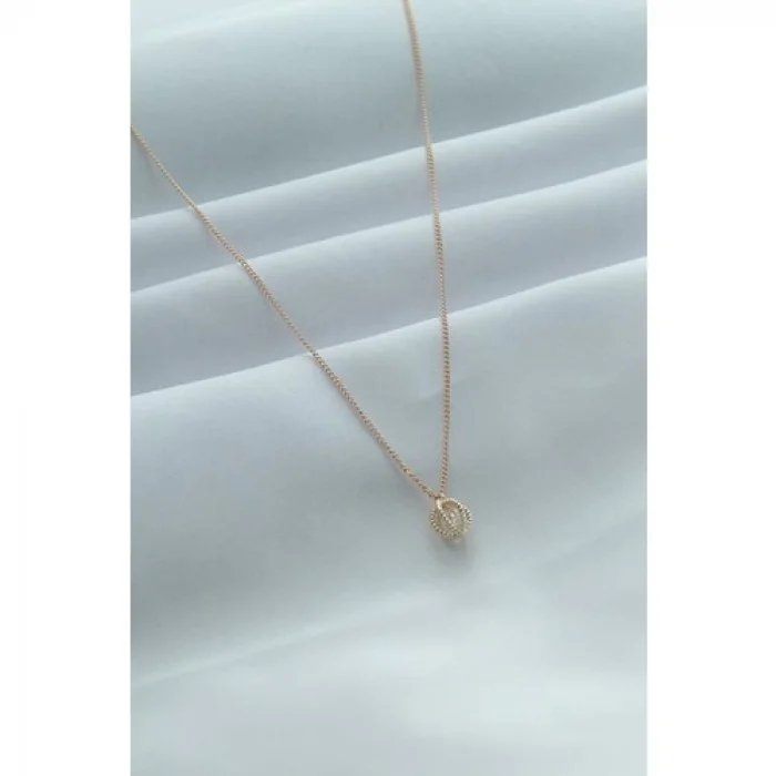 Colezium CLZ741 -  Gold Renk Kafes Figür Zirkon Taş Detay Kadın Kolye