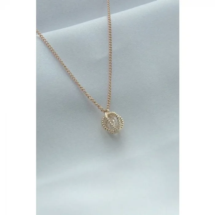 Colezium CLZ741 -  Gold Renk Kafes Figür Zirkon Taş Detay Kadın Kolye