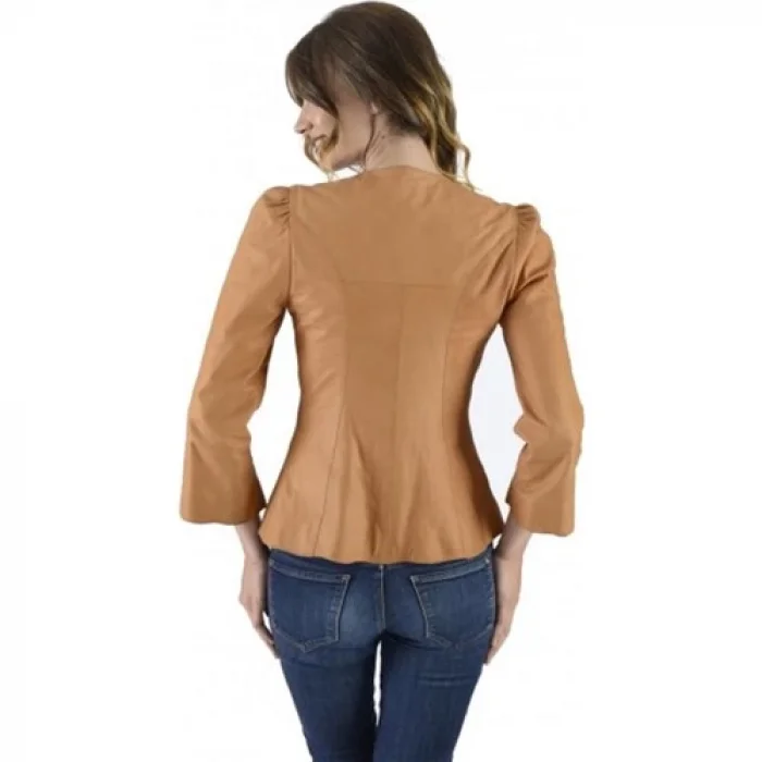 Rrm Kadın Taba Klasik Deri Ceket