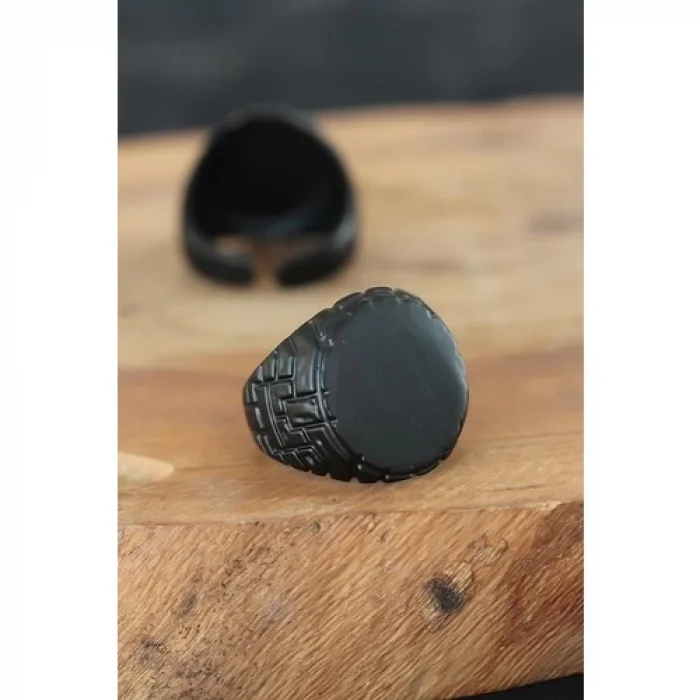 Karce Siyah Metal Erkek Yüzük