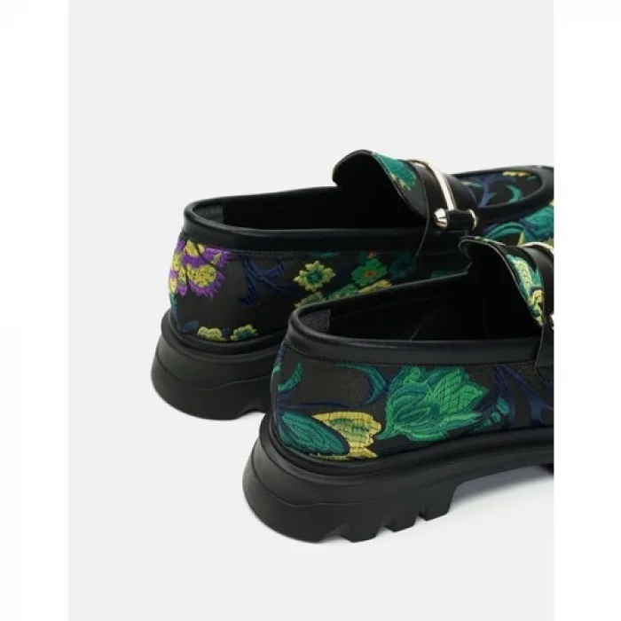 Jedi Kauçuk Tabanlı Etnik Desenli Kadın Oxford Ayakkabı - Yeşil