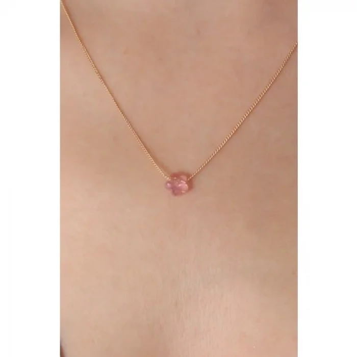 Colezium CLZ943  Gold Renk Pembe Çiçek Figür Kadın Kolye