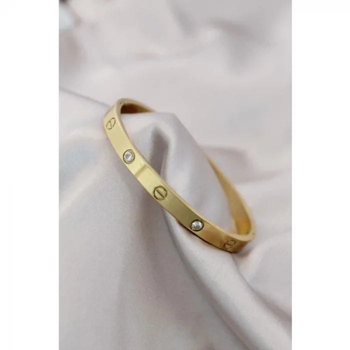 Colezium CLZ943  Çelik Gold Renk Zirkon Taşlı Cartier Bileklik
