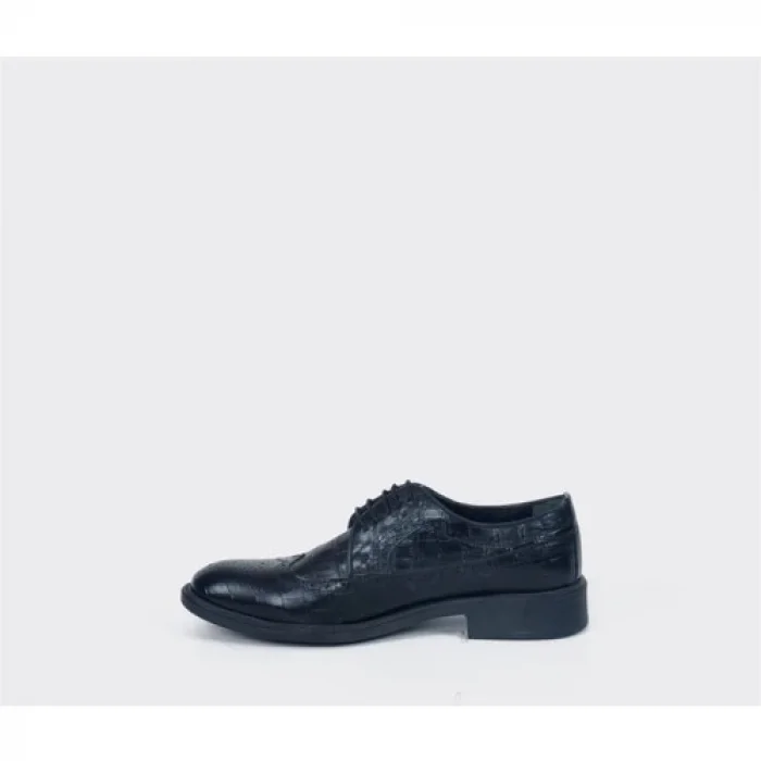 Rrm Erkek Deri Siyah Kroko Bagcikli Klasik Ayakkabı