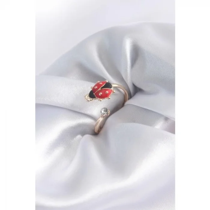 Karce CLZ943  Gold Renk Uğur Böceği Model Zirkon Taşlı Kadın Yüzük