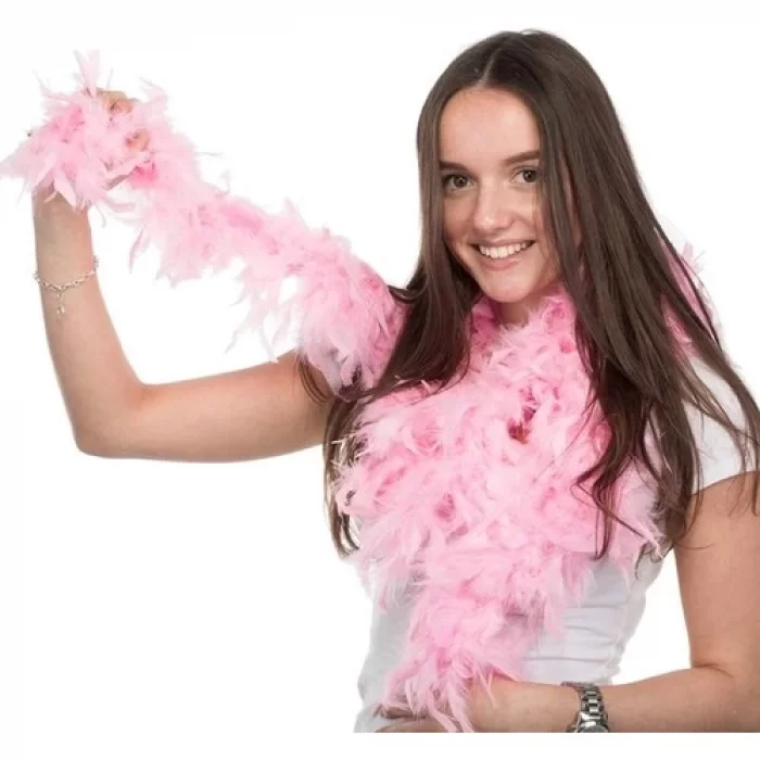 Pembe Renk Kabarık Kalın Otriş Boa Tüy 6 cm Genişlik 180-200 cm Uzunluk