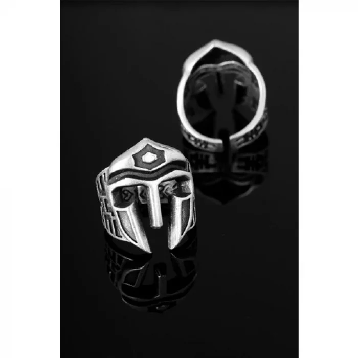 Karce Çelik Miğfer Figürlü Ayarlamalı Erkek Yüzük