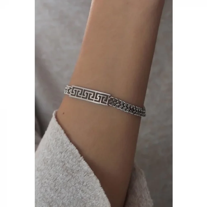 Colezium CLZ741 -  Çelik Gümüş Renk Zincir Model Işleme Figür Kadın Bileklik