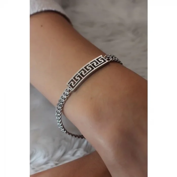 Colezium CLZ741 -  Çelik Gümüş Renk Zincir Model Işleme Figür Kadın Bileklik